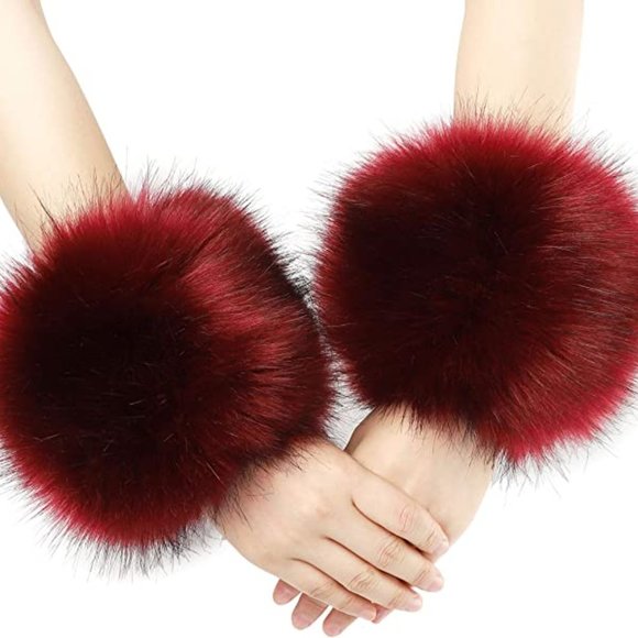 Passion of Essence Accessories Furry Womens Faux Fur Wrist Cuffs